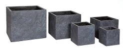 Plantenbak Arizona Cubi - L23 X B23 X H23cm - Donkergrijs -Tuinbenodigdheden Bevordering arizona cubi graphite w23h23 plantenbak 7 8