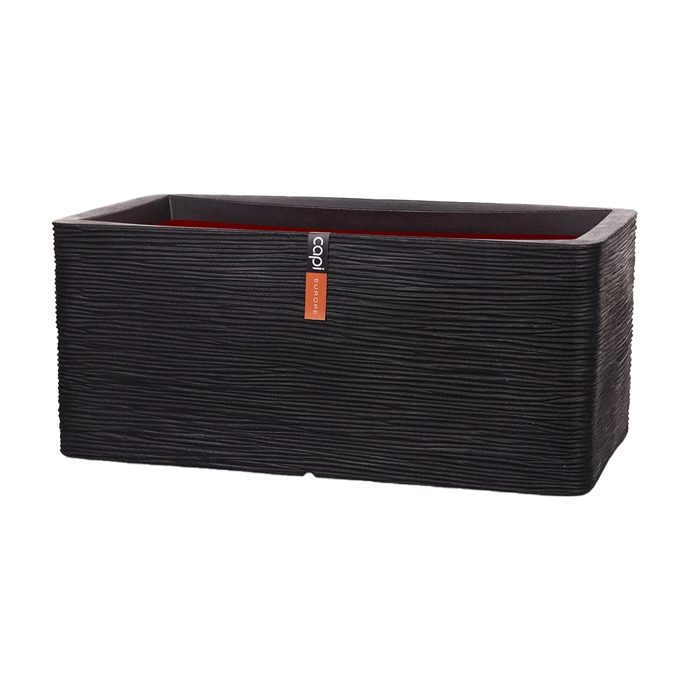 Capi Plantenbak Rechthoek Nature Rib NL - L73 X B39 X H32cm - Zwart 3 Capi Plantenbak Rechthoek Nature Rib NL - L73 X B39 X H32cm - Zwart