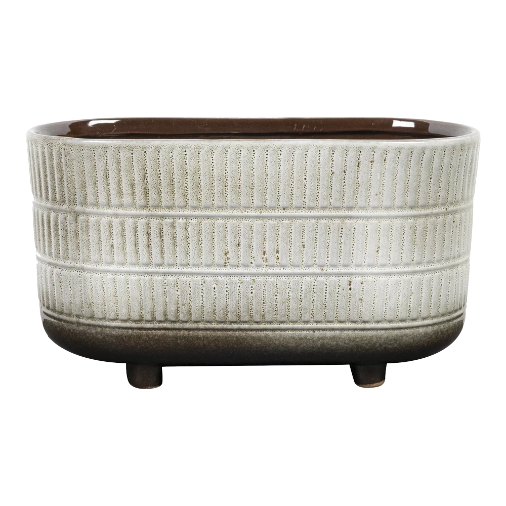 Bloempot Denise Ovaal - L26 X B13 X H15cm - Off White 3 Bloempot Denise Ovaal - L26 X B13 X H15cm - Off White