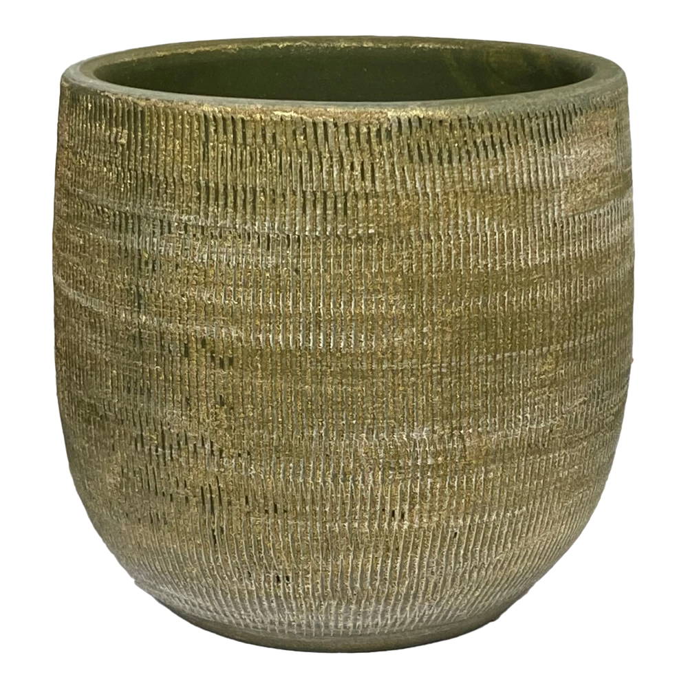 Bloempot Miami - D19 X H17cm - Groen Cement 3 Bloempot Miami - D19 X H17cm - Groen Cement