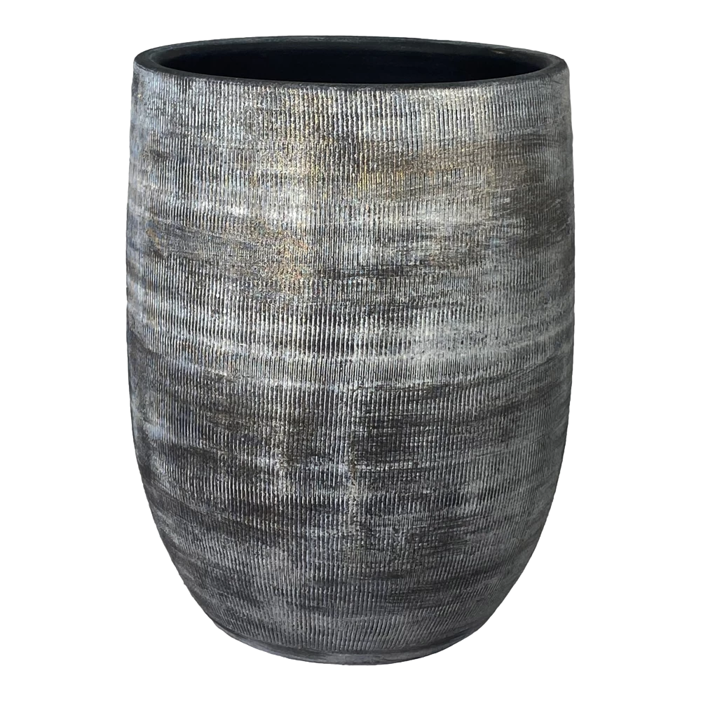 Bloempot Miami Hoog - D23 X H30cm - Zwart Cement 3 Bloempot Miami Hoog - D23 X H30cm - Zwart Cement