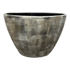 Bloempot Miami Ovaal - L33 X D13 X H24cm - Zwart Cement