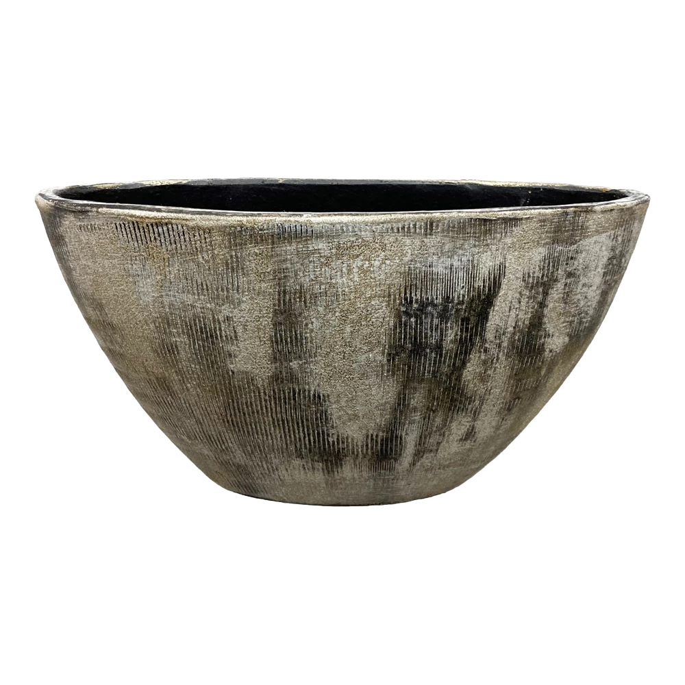 Bloempot Miami Ovaal - L35 X D16 X H19cm - Zwart Cement 3 Bloempot Miami Ovaal - L35 X D16 X H19cm - Zwart Cement