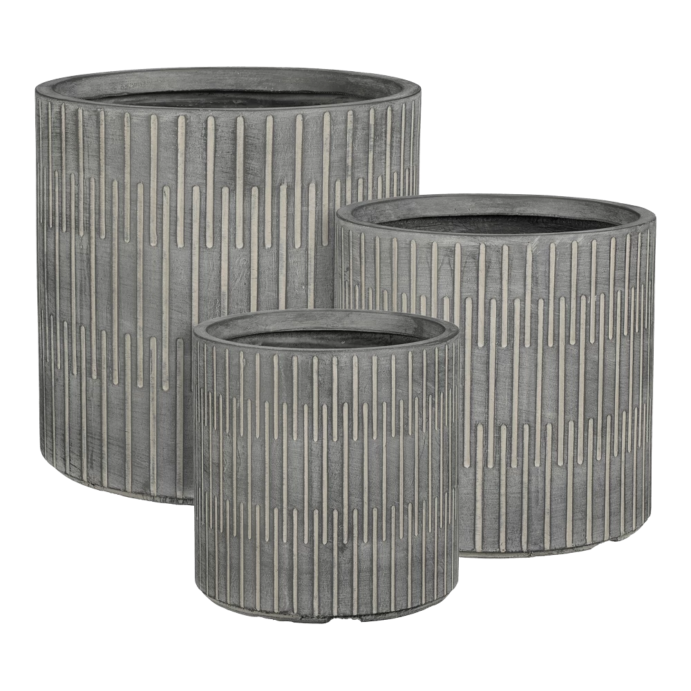 Bloempot Oslo - D26 X H26,5cm - Zwart-grijs 4 Bloempot Oslo - D26 X H26,5cm - Zwart-grijs - Afbeelding 2