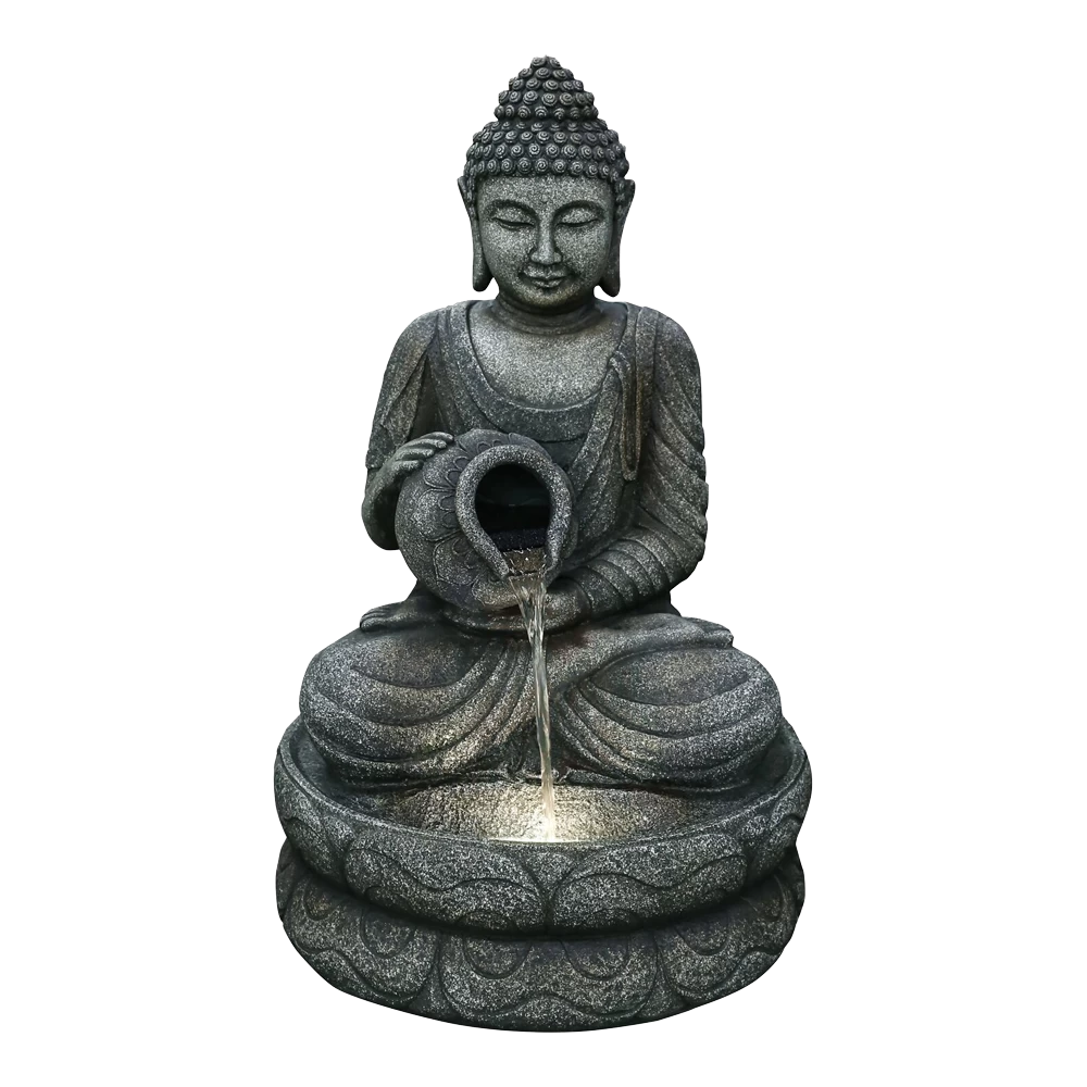Buddha Met Waterkruik - 81cm Hoog - Polystone 3 Buddha Met Waterkruik - 81cm Hoog - Polystone