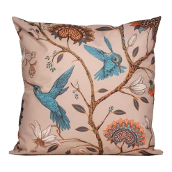 Buitenkussen Blauwe Vogel En Bloemen 45x45cm - Tuinkussen