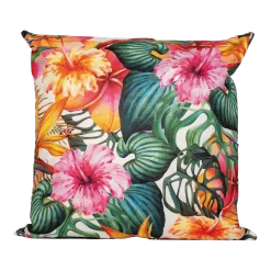 Buitenkussen Bloem Roze/oranje 45x45cm - Tuinkussen