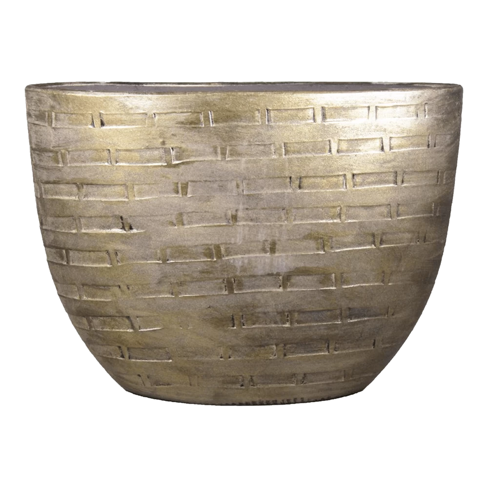 Bloempot Steef Ovaal - L50 X B20 X H36cm - Industrieel Goud 3 Bloempot Steef Ovaal - L50 X B20 X H36cm - Industrieel Goud