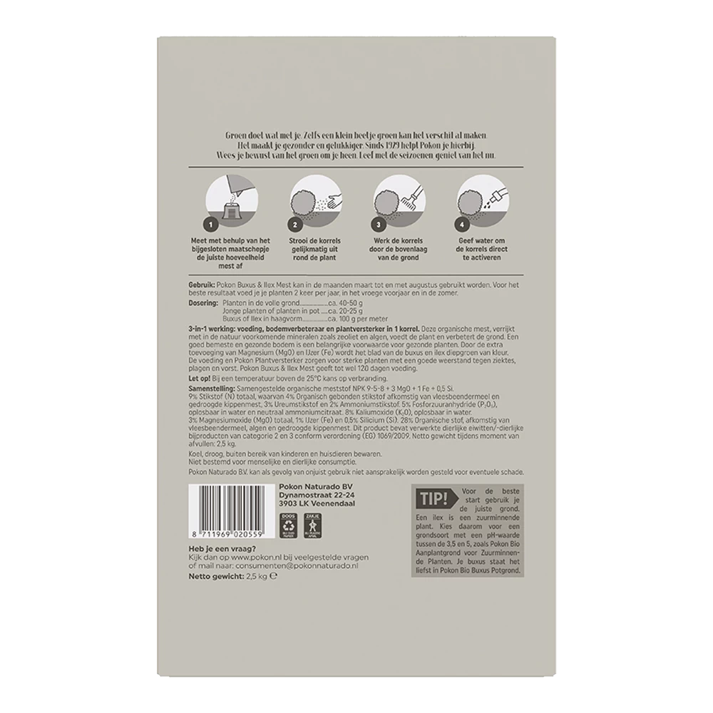 Pokon Buxus & Ilex Mest 2,5kg - Tuinplanten Voeding 4 Pokon Buxus & Ilex Mest 2,5kg - Tuinplanten Voeding - Afbeelding 2