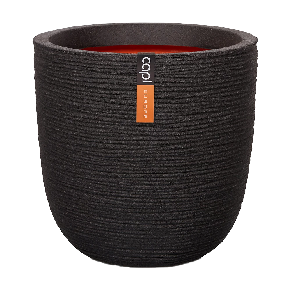 Capi Bloempot Bol Nature Rib NL - D55 X H53cm - Zwart 4 Capi Bloempot Bol Nature Rib NL - D55 X H53cm - Zwart - Afbeelding 2