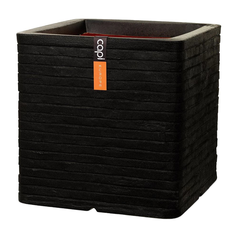Capi Plantenbak Vierkant Nature Row NL - L30 X B30 X H30cm - Zwart 3 Capi Plantenbak Vierkant Nature Row NL - L30 X B30 X H30cm - Zwart