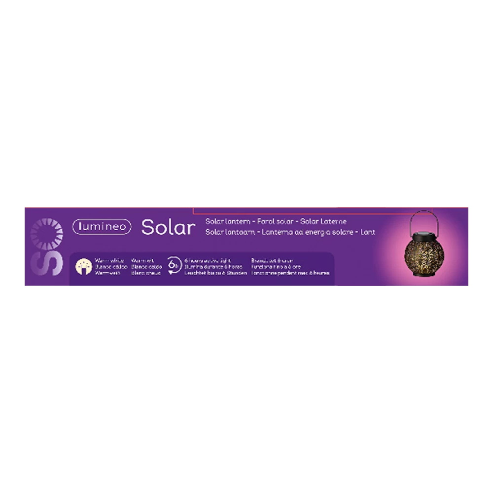 Lumineo Solar Lantaarn - LED - D14 X H16cm - Zwart/Goud