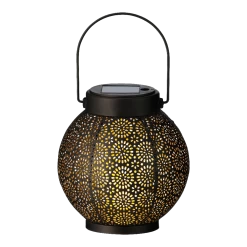 Lumineo Solar Lantaarn - LED - D14 X H16cm - Zwart/Goud -Tuinbenodigdheden Bevordering solar lantaarn led d14 x h16cm zwart goud solar 3 3