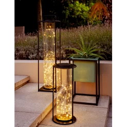 Lumineo Solar Lantaarn - LED - D20 X H49cm - Zwart -Tuinbenodigdheden Bevordering solar lantaarn led d20 x h49cm zwart solar 3 3