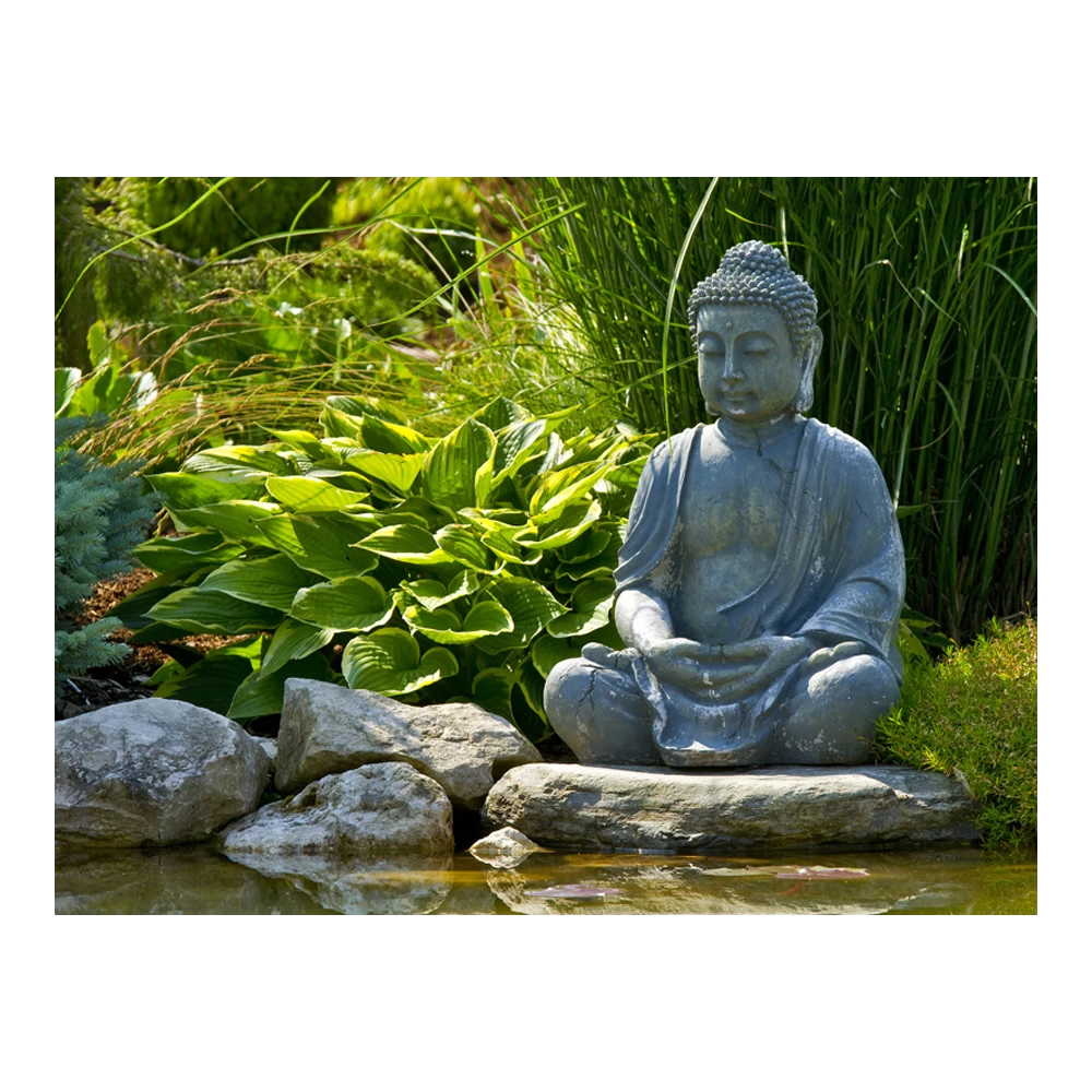 Tuinposter Buddha Met Hosta - L - 120x90cm 3 Tuinposter Buddha Met Hosta - L - 120x90cm