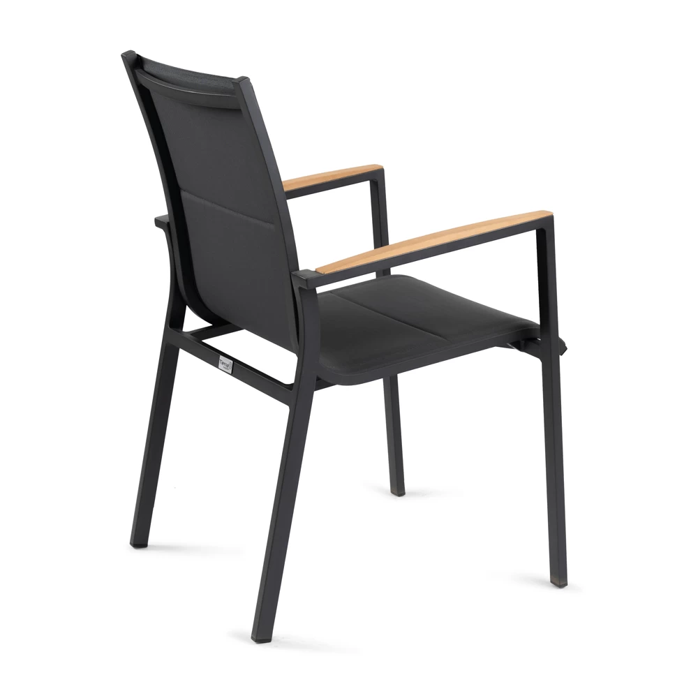 Tuinstoel Foxx - Teak Stapelbare Stoel - Charcoal 4 Tuinstoel Foxx - Teak Stapelbare Stoel - Charcoal - Afbeelding 2