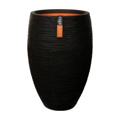 Capi Bloempot Hoog Nature Elegant Deluxe Rib NL - D38 X H58cm - Zwart