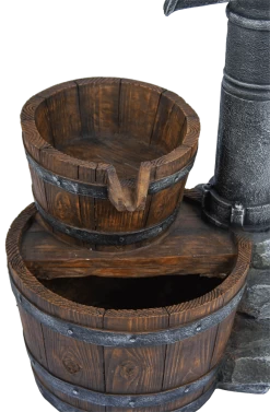 Waterornament Pomp Met Vaten - 74cm Hoog - Polystone -Tuinbenodigdheden Bevordering waterornament pomp met vaten 74cm hoog polystone 3